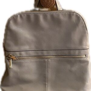 Gray Leather Backpack Purse